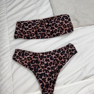 Strapless Cheetah Print Bikini